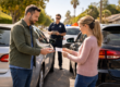 Drivers exchanging information after a car accident in California